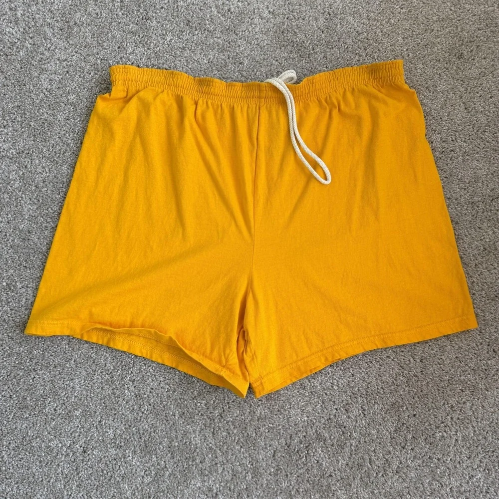 Vintage Russell Athletic Shorts Mens 2XL Yellow Jersey Sweat Athletic Gym USA